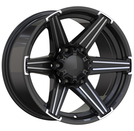 Black Machine Face 4X4 Aftermarket Alloy Wheel With Wide Spoke UFO-LGS26 